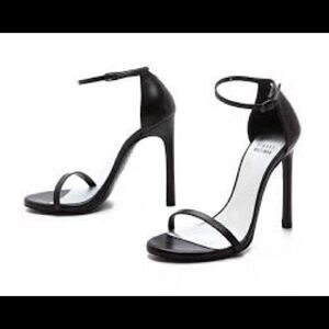 Stuart Weitzman Black Leather Nudist Sandal 9